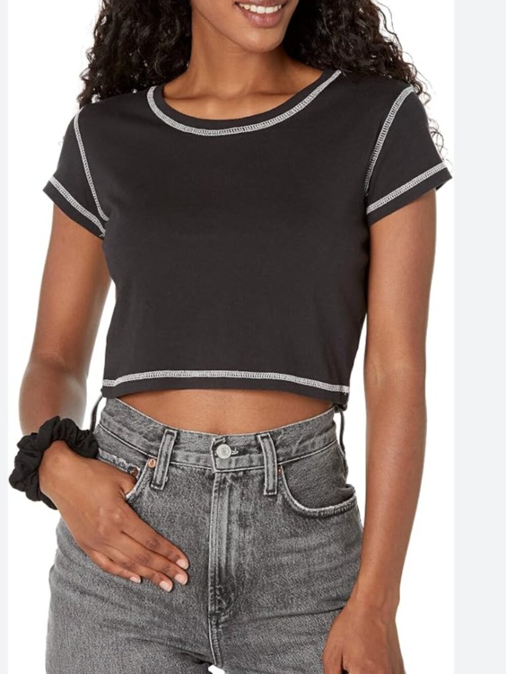 Splendid Navy Cropped Tee Sz Sm
